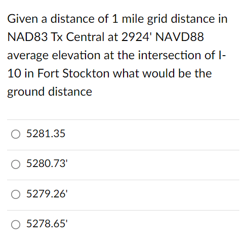 Given a distance of 1 mile grid distance in NAD 8