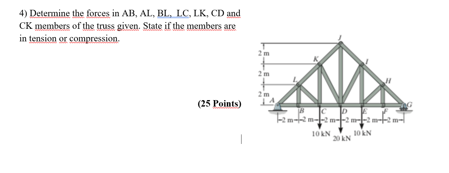 CK members of the truss given. State if the