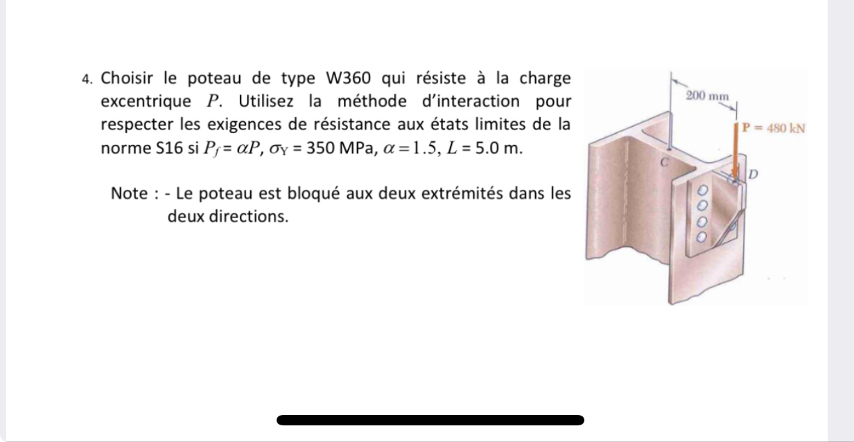 Choisir le poteau de type W 3 6 0 qui r siste la