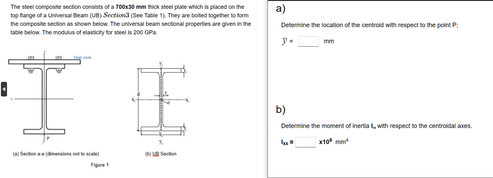 a ) Determine the location of the centroid with