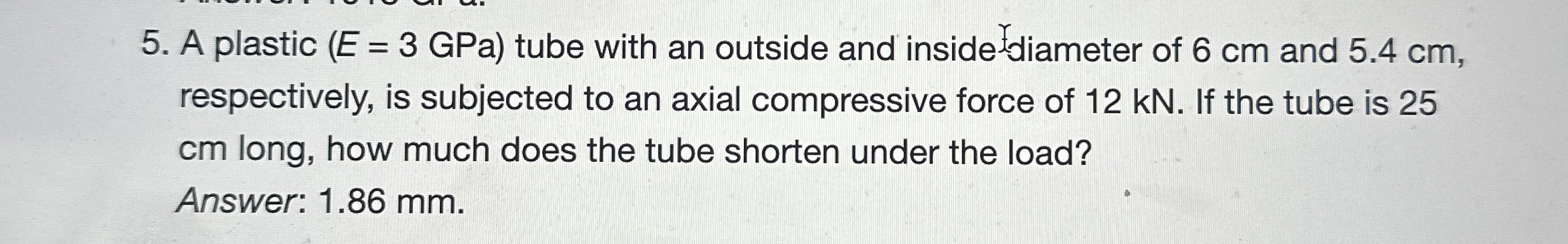 A plastic ( E = 3 GPa tube with an outside and
