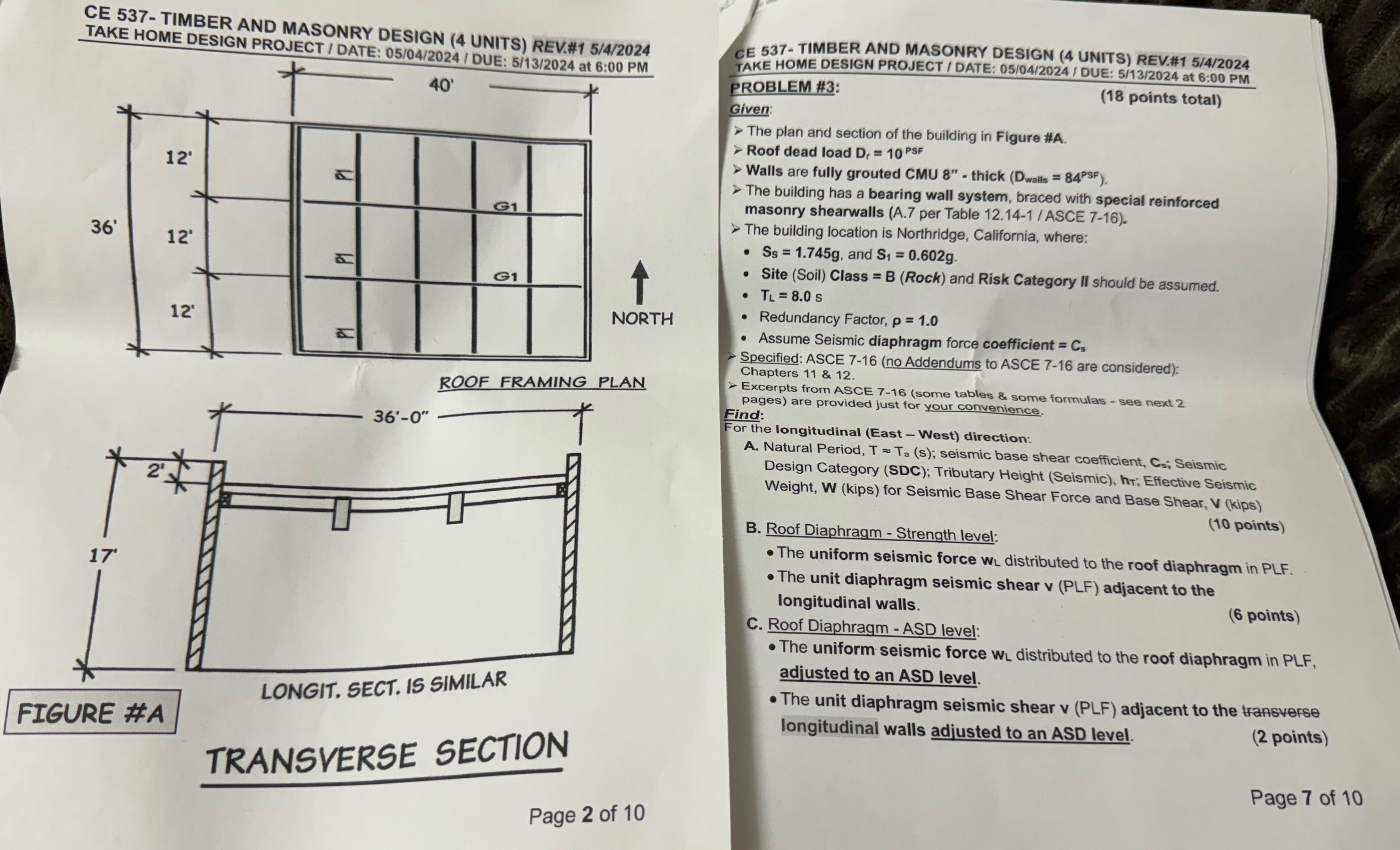 CE 5 3 7 - TIMBER AND MASONRY DESIGN ( 4 UNITS )