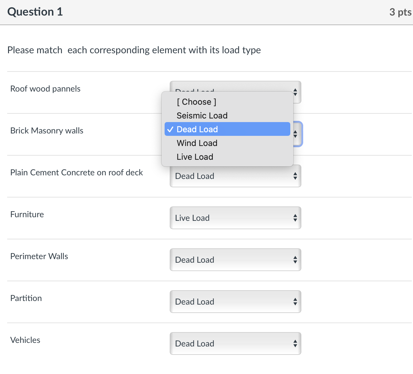 Question 1 Please match each corresponding