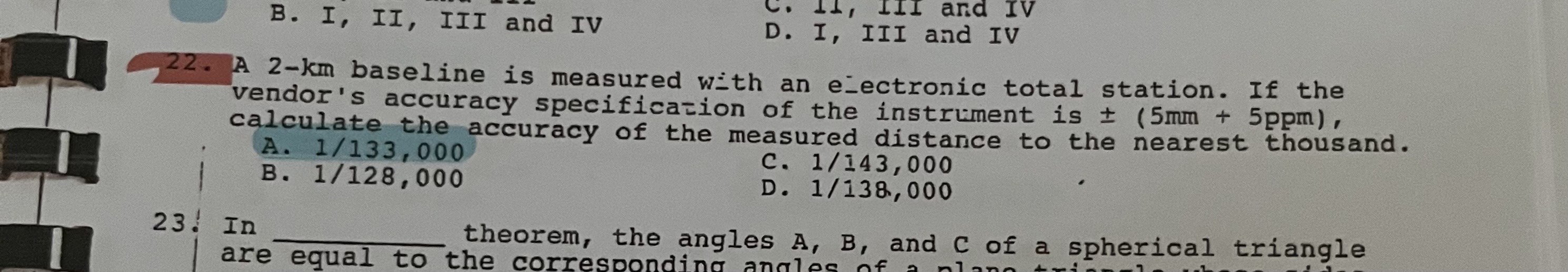 A 2 - k m baseline is measured with an e -