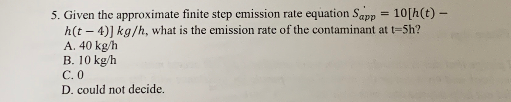 Given the approximate finite step emission rate