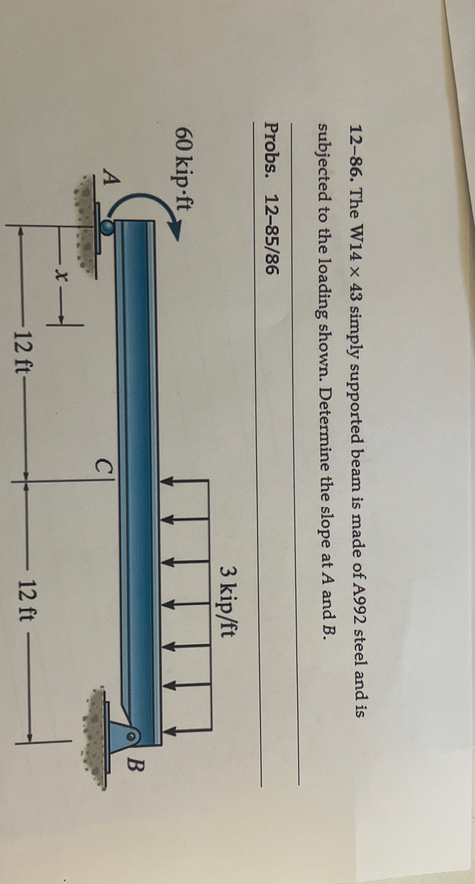 1 2 - 8 6 . The W 1 4 4 3 simply supported beam