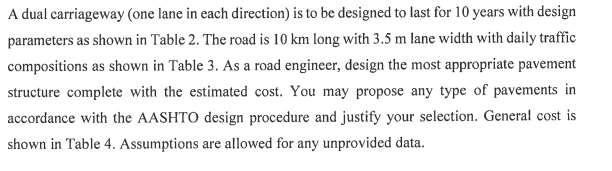 A dual carriageway ( one lane in each direction )
