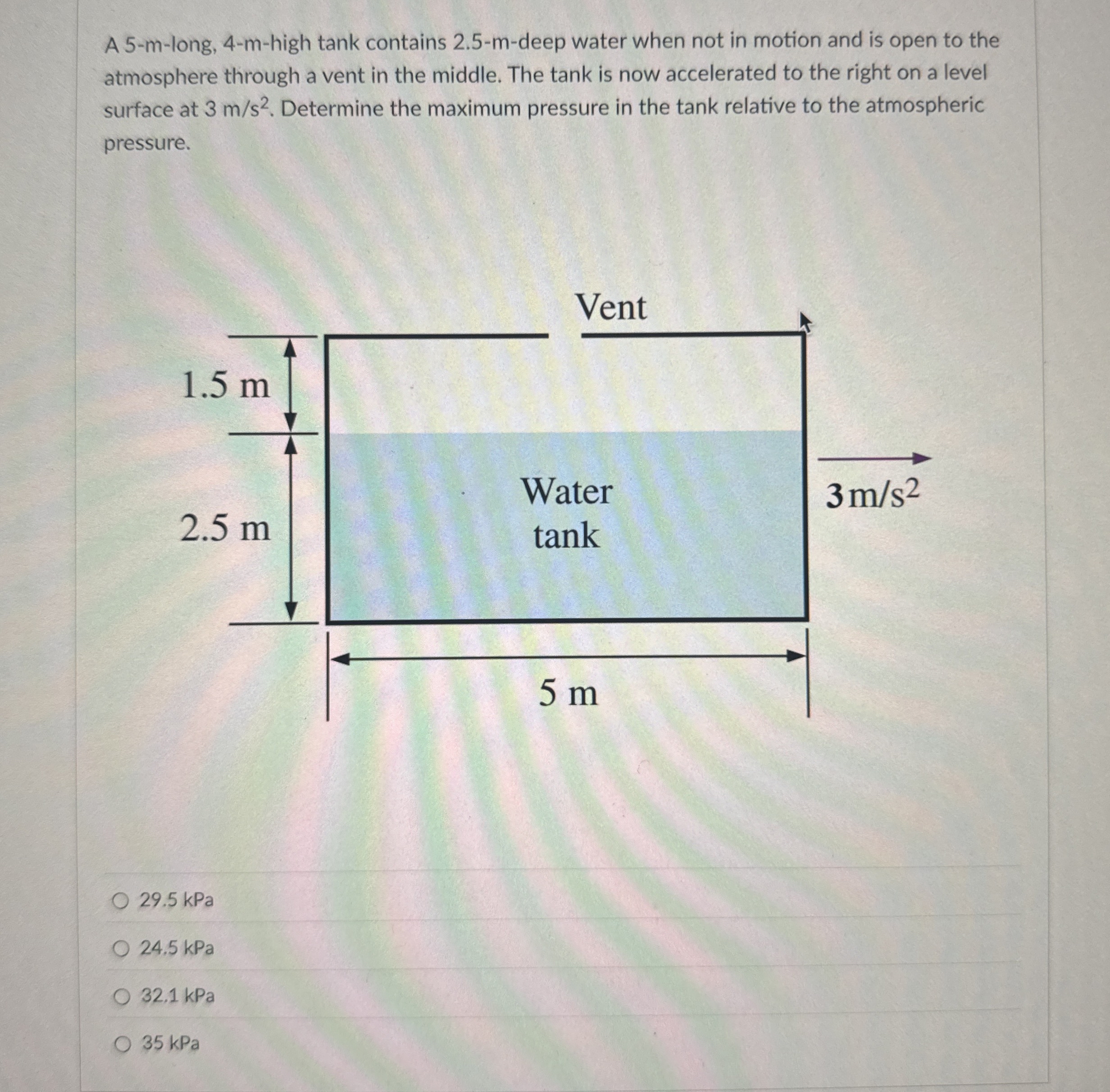 A 5 - m - long, 4 - m - high tank contains 2 . 5