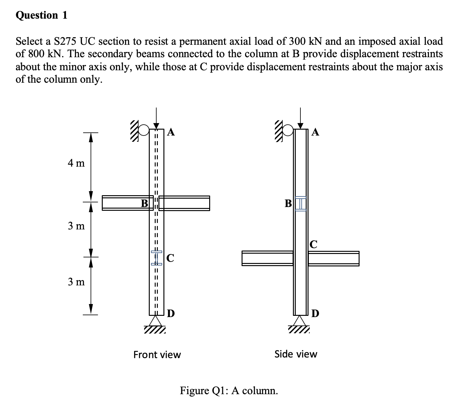 Question 1 Select a S 2 7 5 UC section to resist