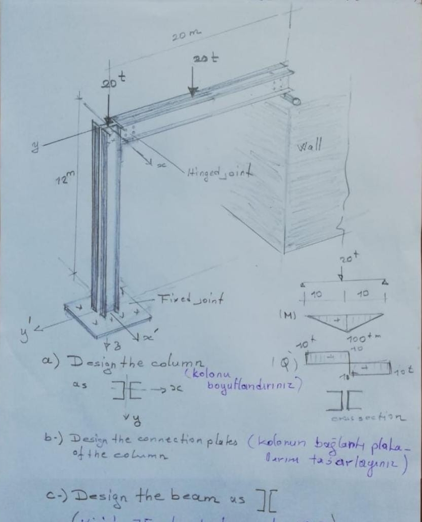 b . ) Design the connection plates ( kolonum