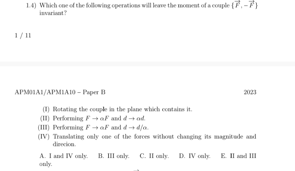 1 . 4 ) Which one of the following operations