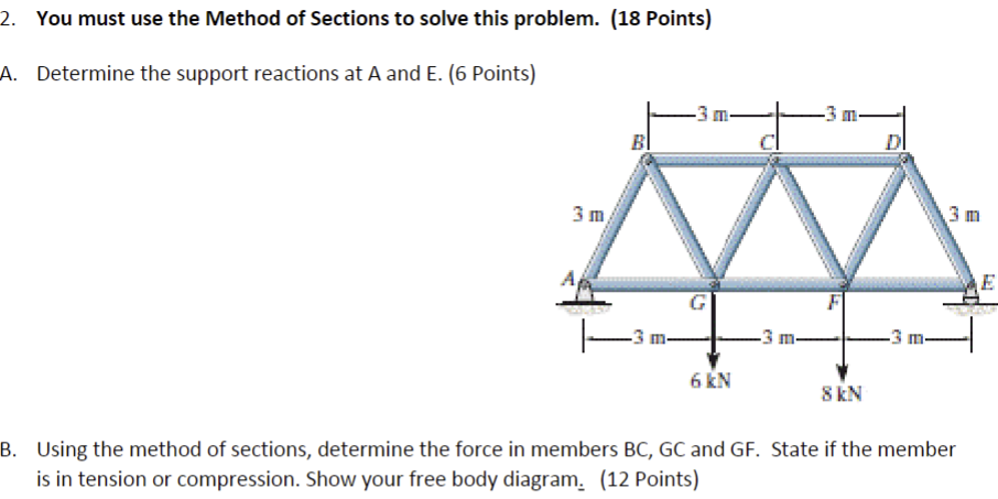 You must use the Method of Sections to solve this