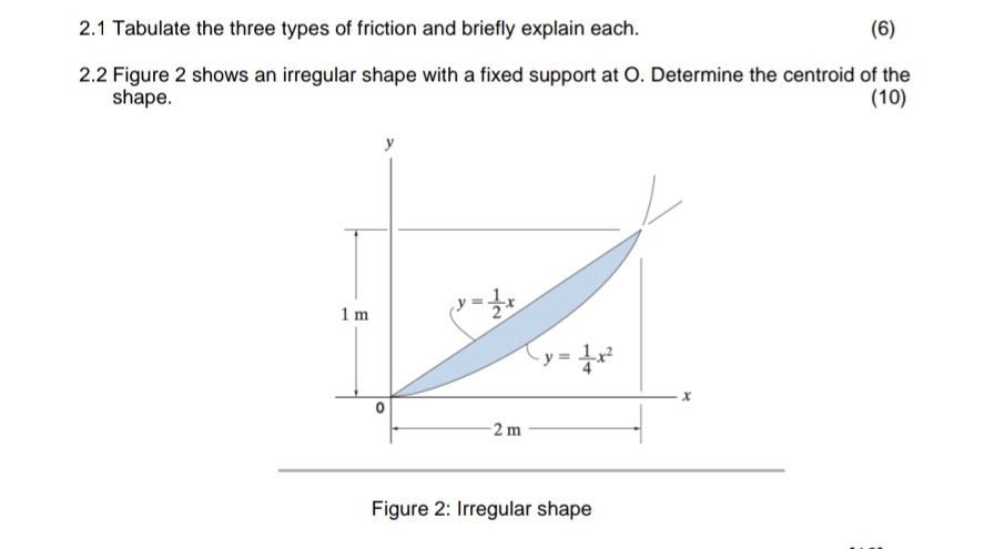 2 . 1 Tabulate the three types of friction and