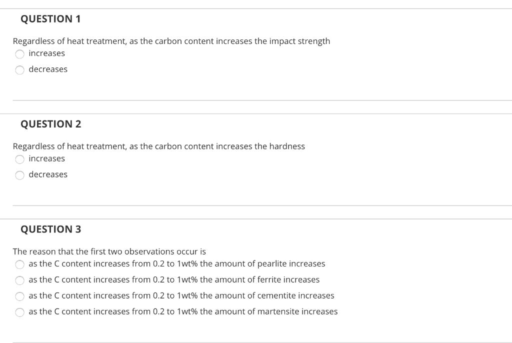 Regardless of heat treatment, as the carbon