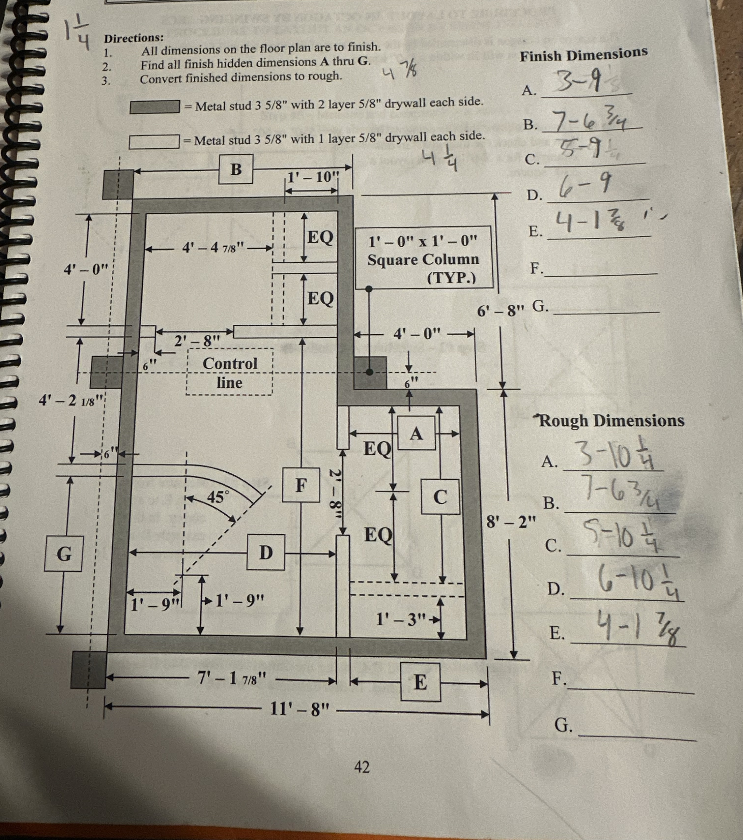 1 1 4 Directions: All dimensions on the floor