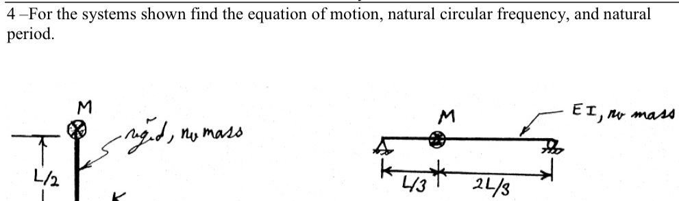 4 - For the systems shown find the equation of