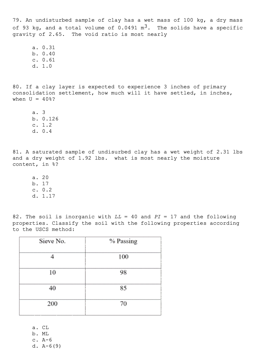 An undisturbed sample of clay has a wet mass of 1