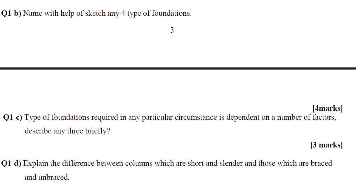 Q 1 - b ) Name with help of sketch any 4 type of