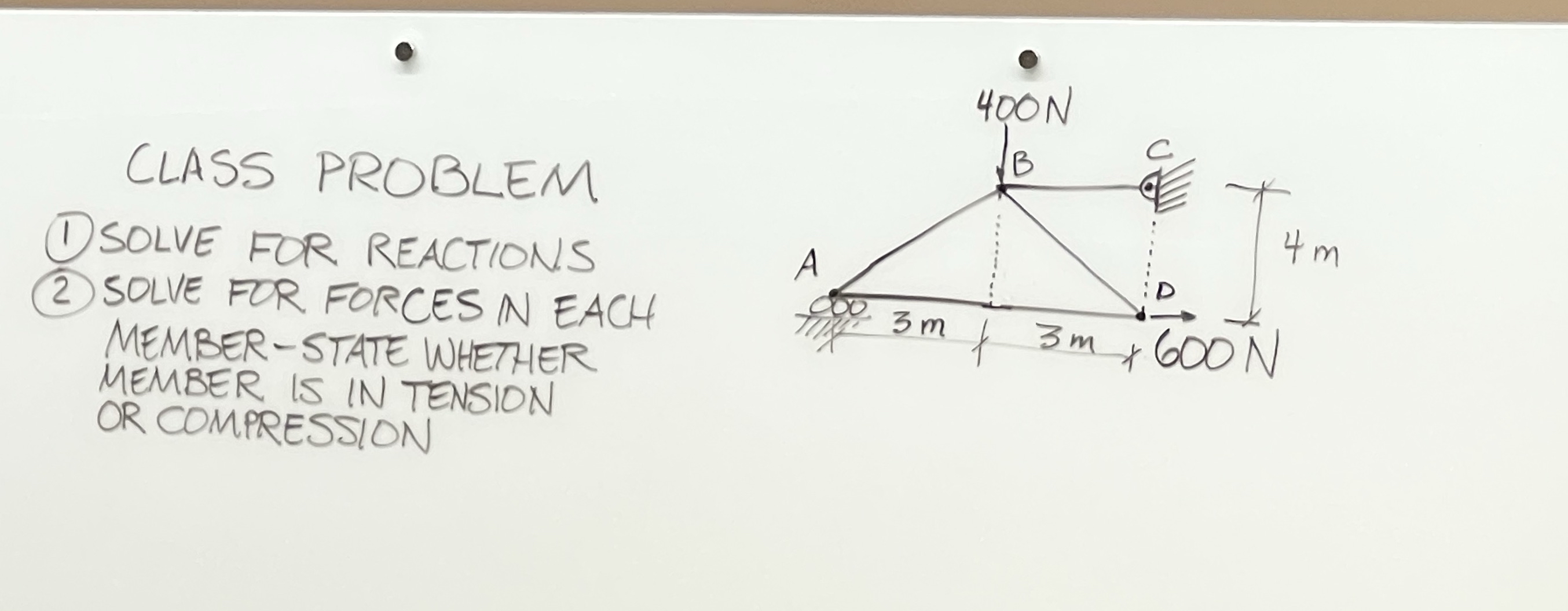 CLASS PROBLEM ( 1 ) SOLVE FOR REACTIONS ( 2 )