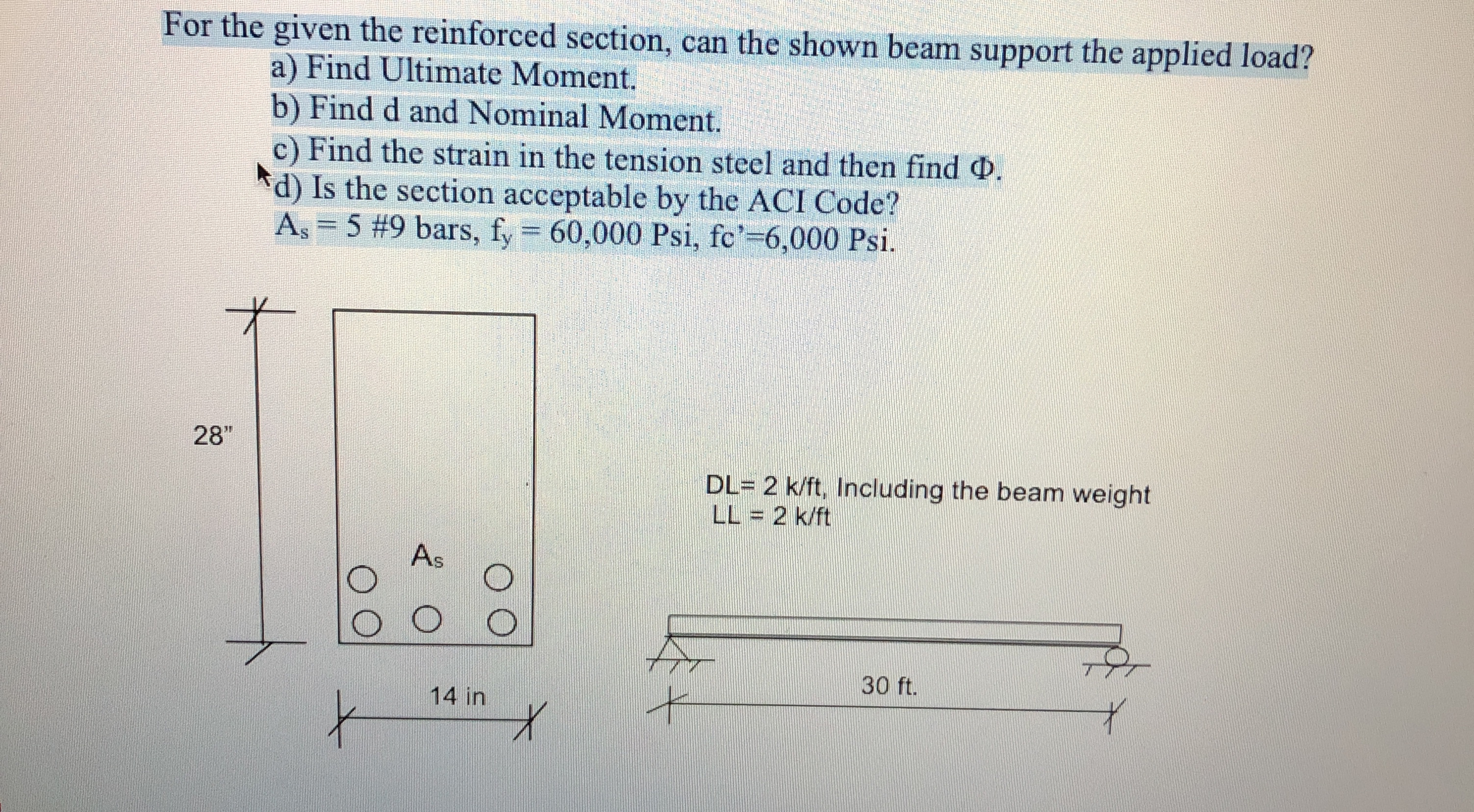 For the given the reinforced section, can the