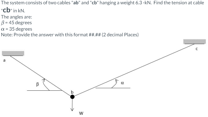 The system consists of two cables " ab " and " cb