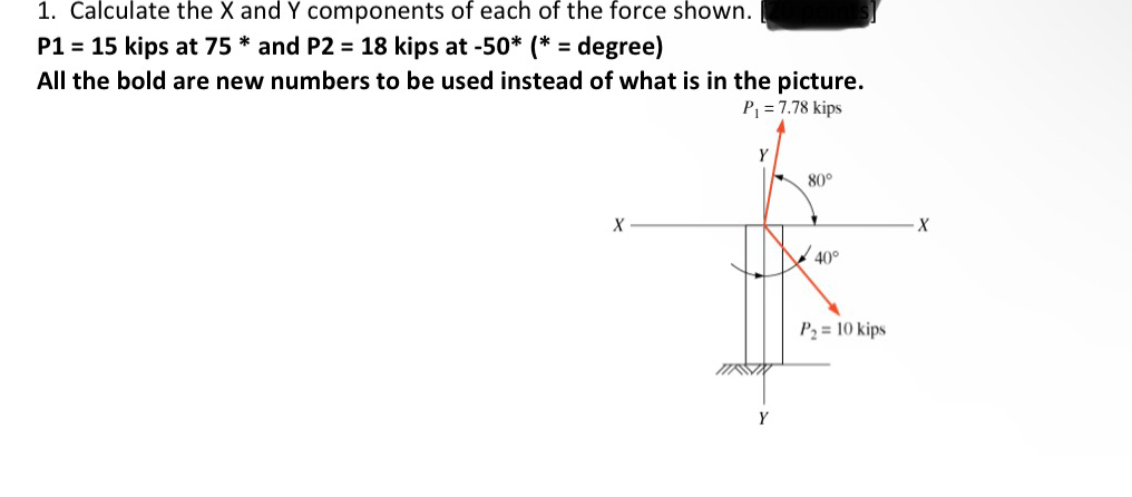 Calculate the x and Y components of each of the