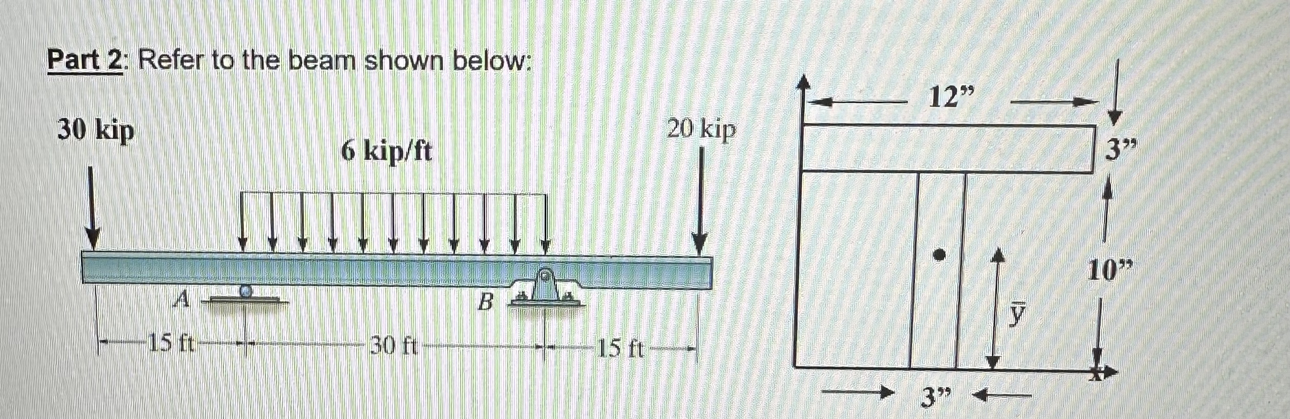Refer to the beam shown below: a ) Solve for the
