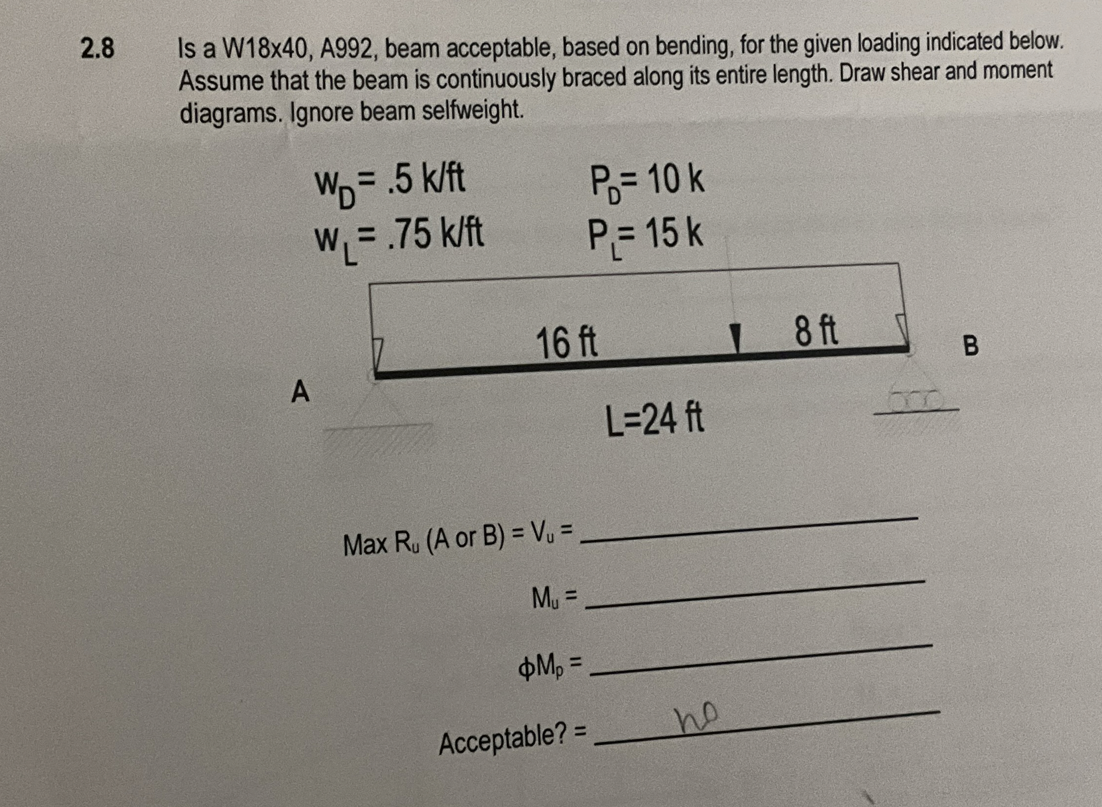 2 . 8 Is a W 1 8 \ times 4 0 , A 9 9 2 , beam