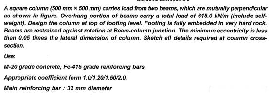 A square column ( 5 0 0 m m 5 0 0 m m ) carries