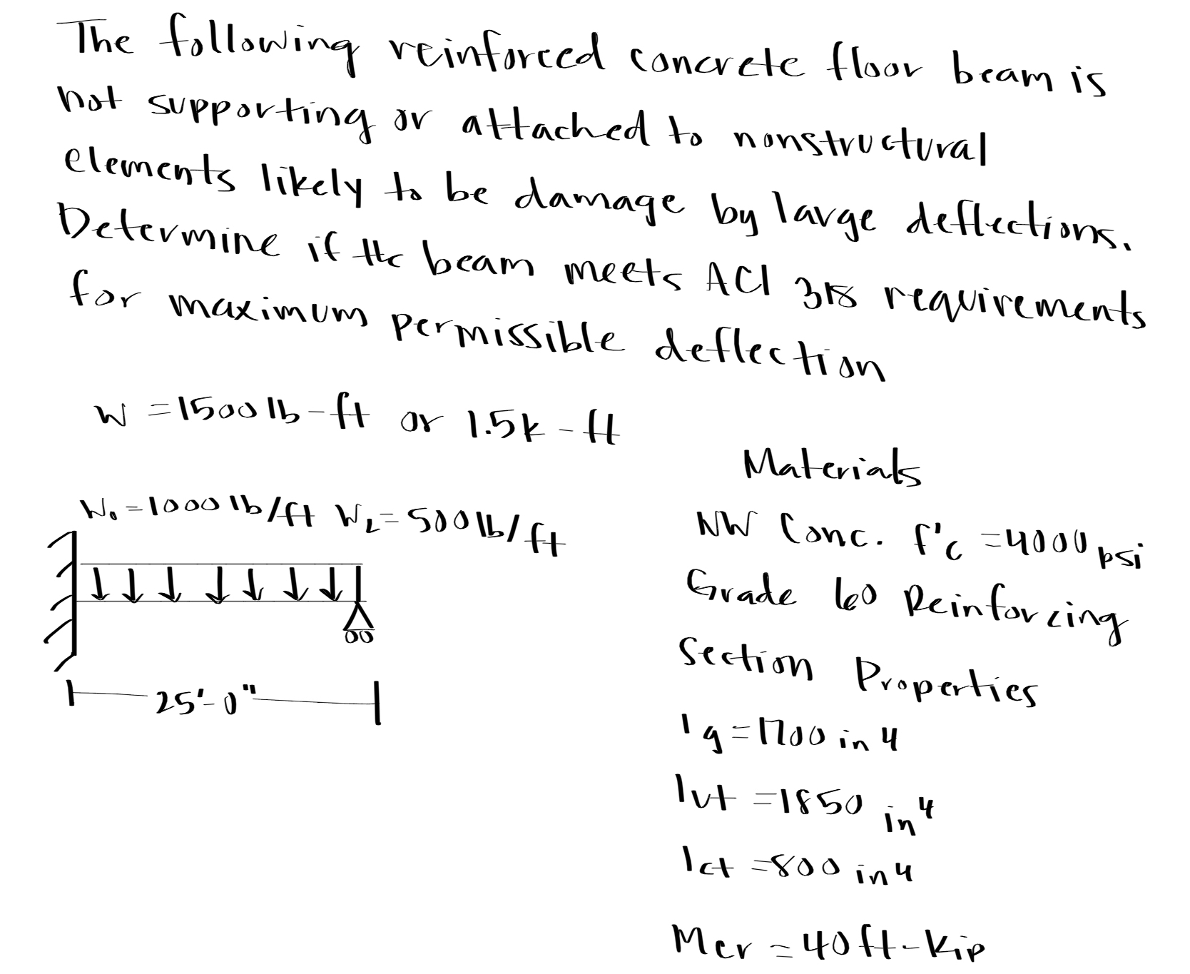 The following reinforeed concrete floor beam is