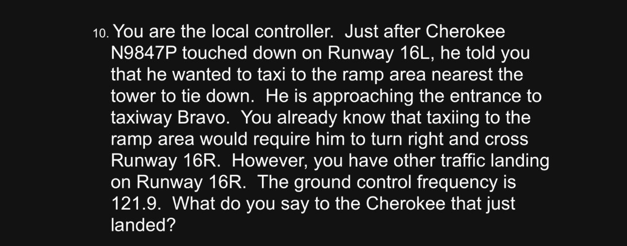 You are the local controller. Just after Cherokee