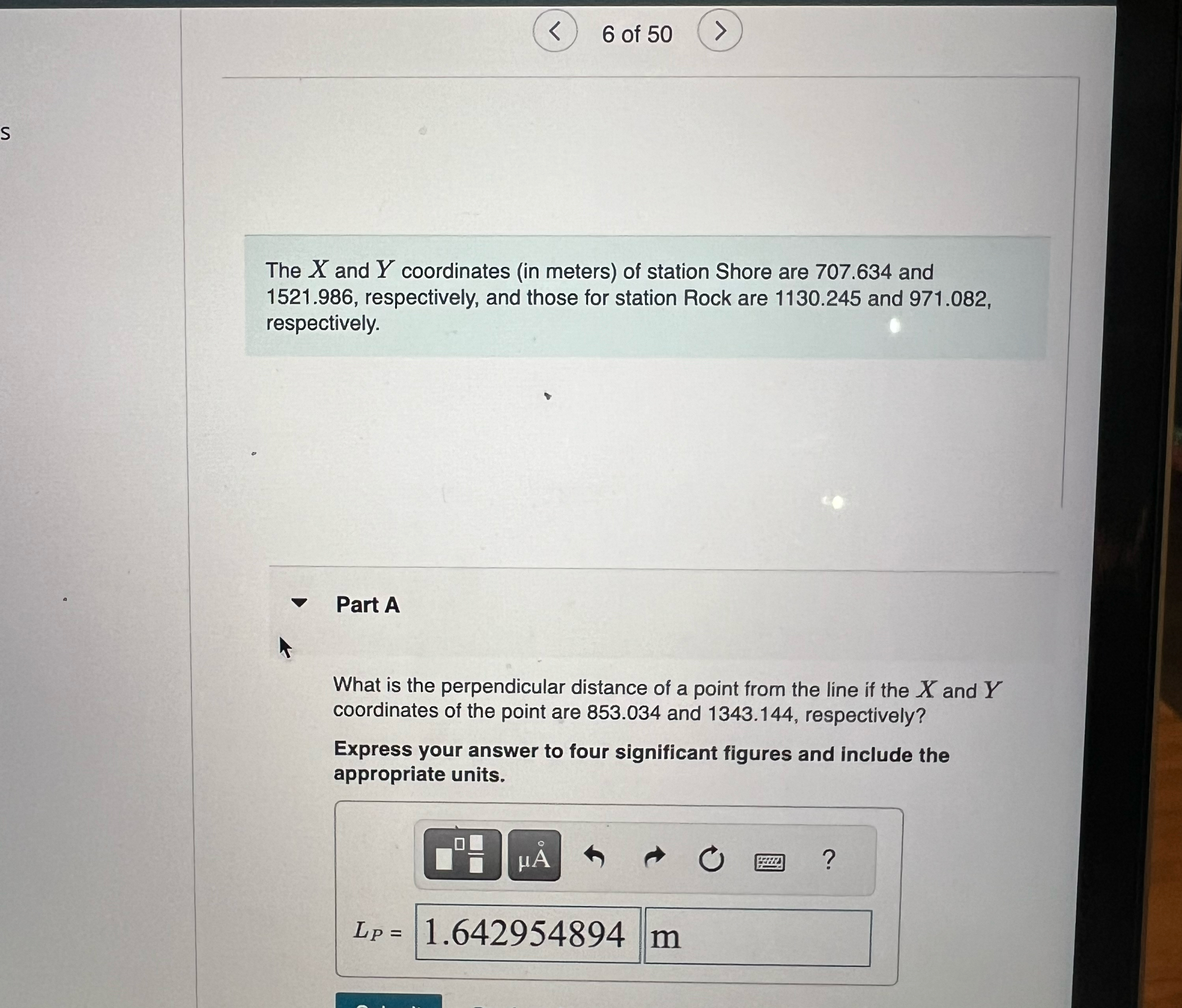 The x and Y coordinates ( in meters ) of station
