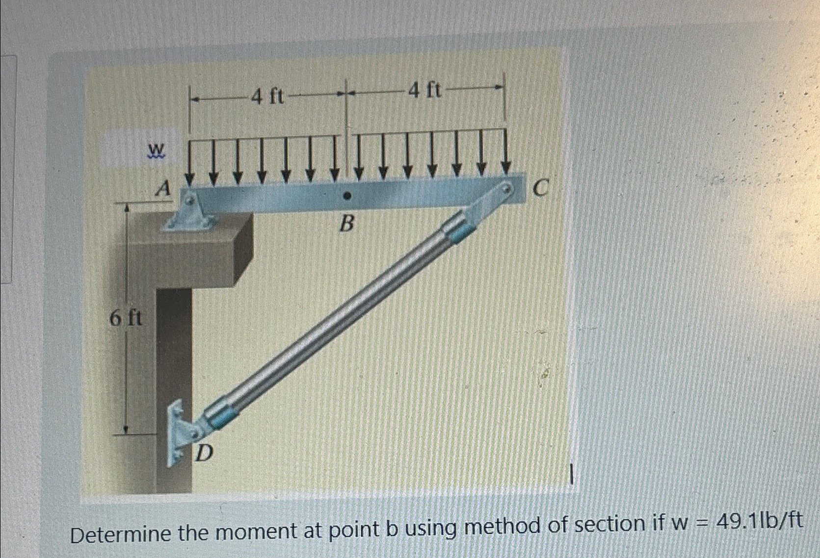 Determine the moment at point b using method of