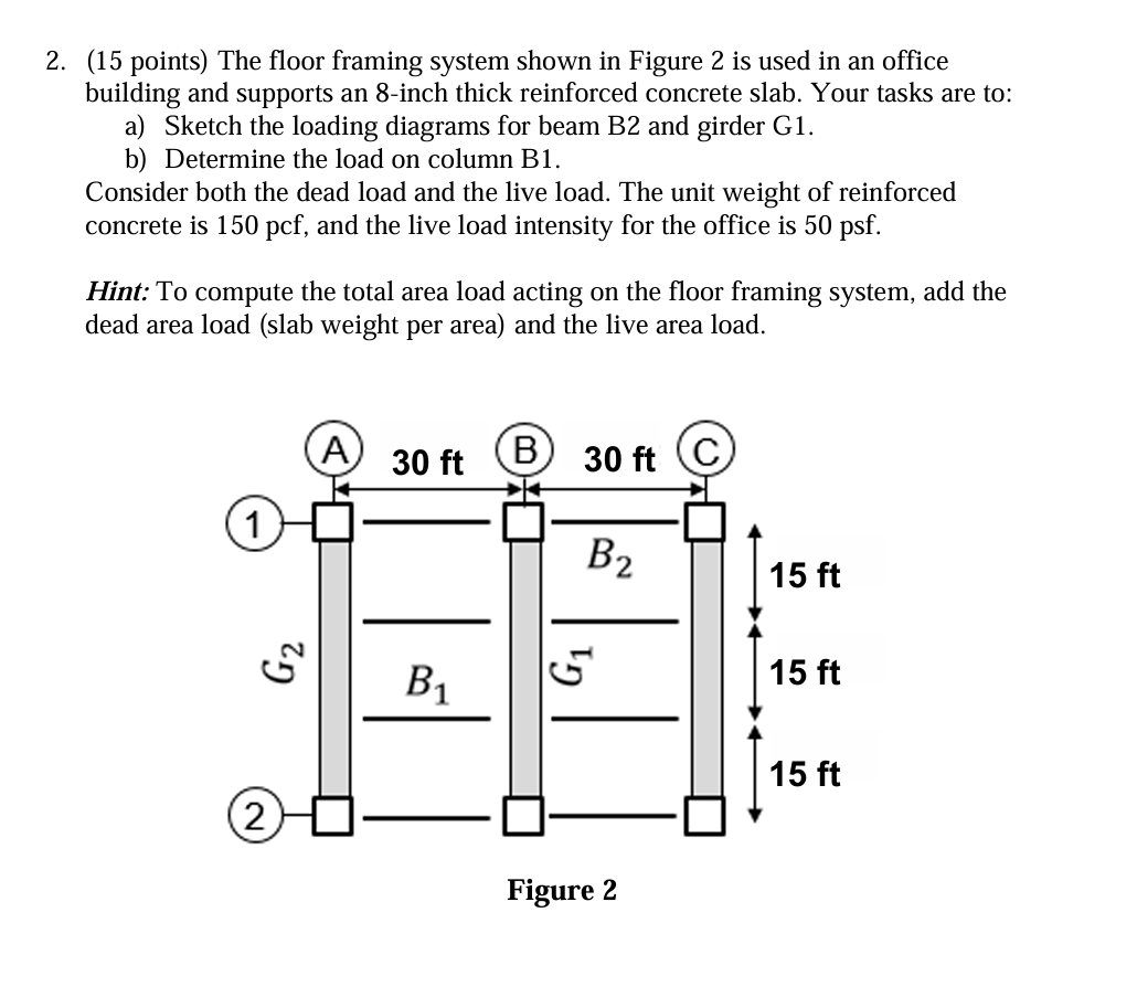( 1 5 points ) The floor framing system shown in