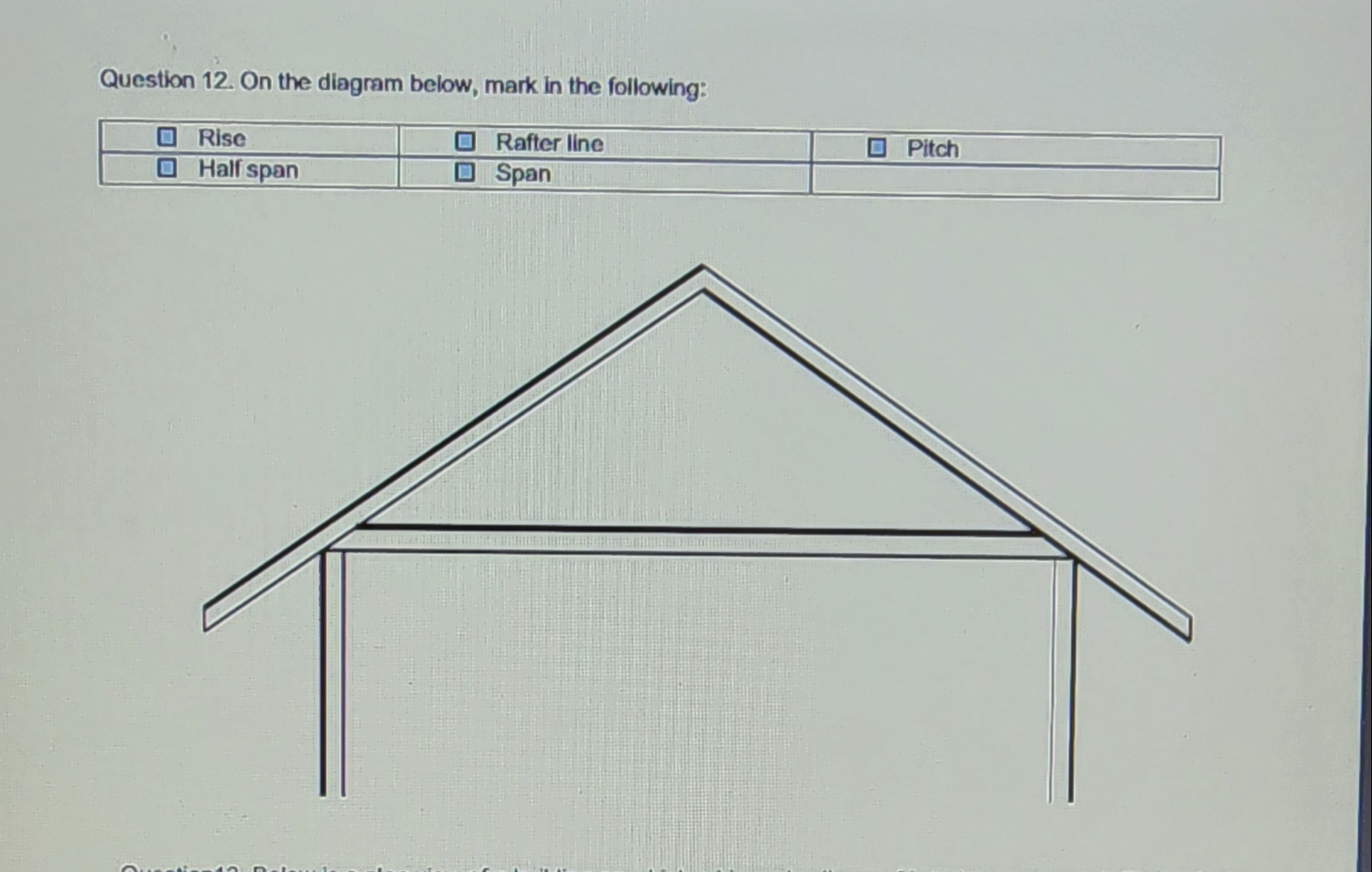Question 1 2 . On the diagram below, mark in the