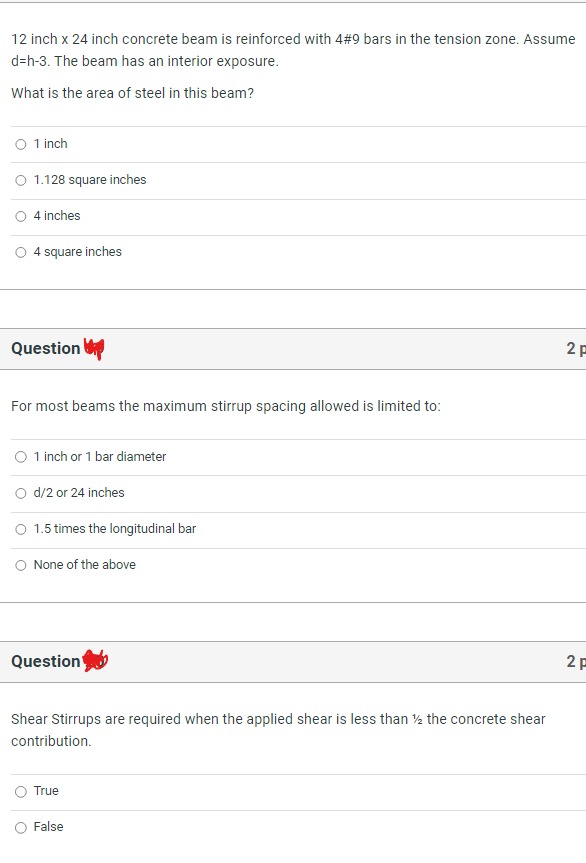 1 2 inch 2 4 inch concrete beam is reinforced