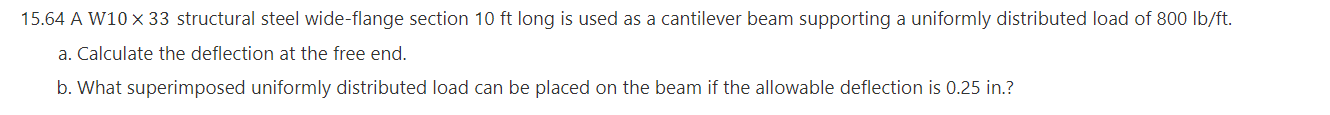 1 5 . 6 4 A W 1 0 \ times 3 3 structural steel