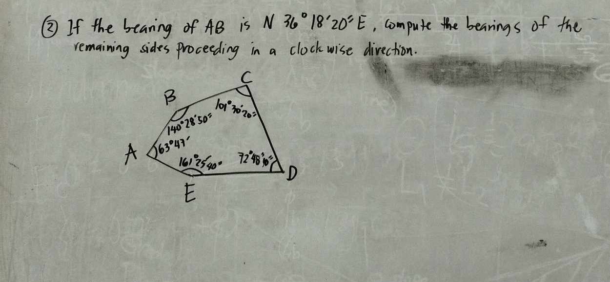 ( 2 ) If the bearing of A B is N 3 6 1 8 ' 2 0 '