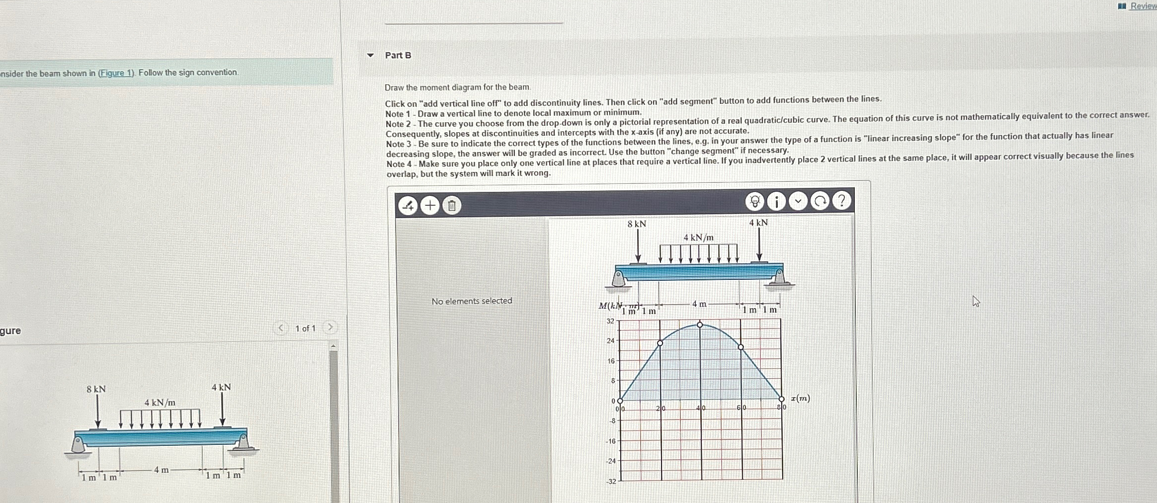 Reviev Part B Draw the moment diagram for the
