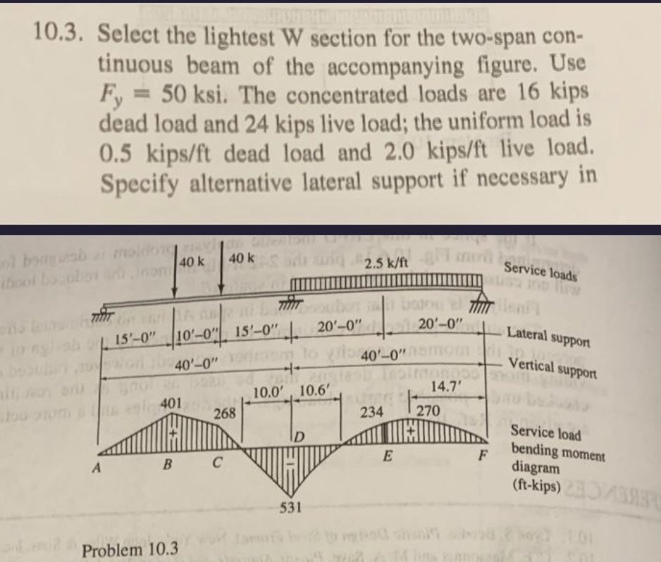 1 0 . 3 . Select the lightest W section for the