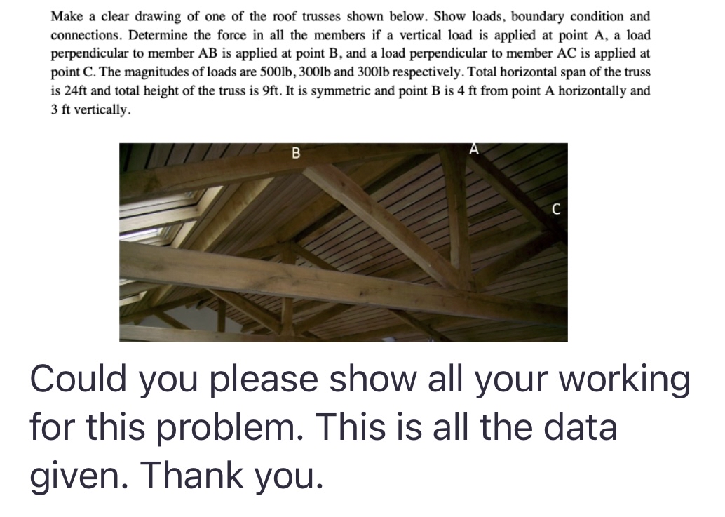 Make a clear drawing of one of the roof trusses