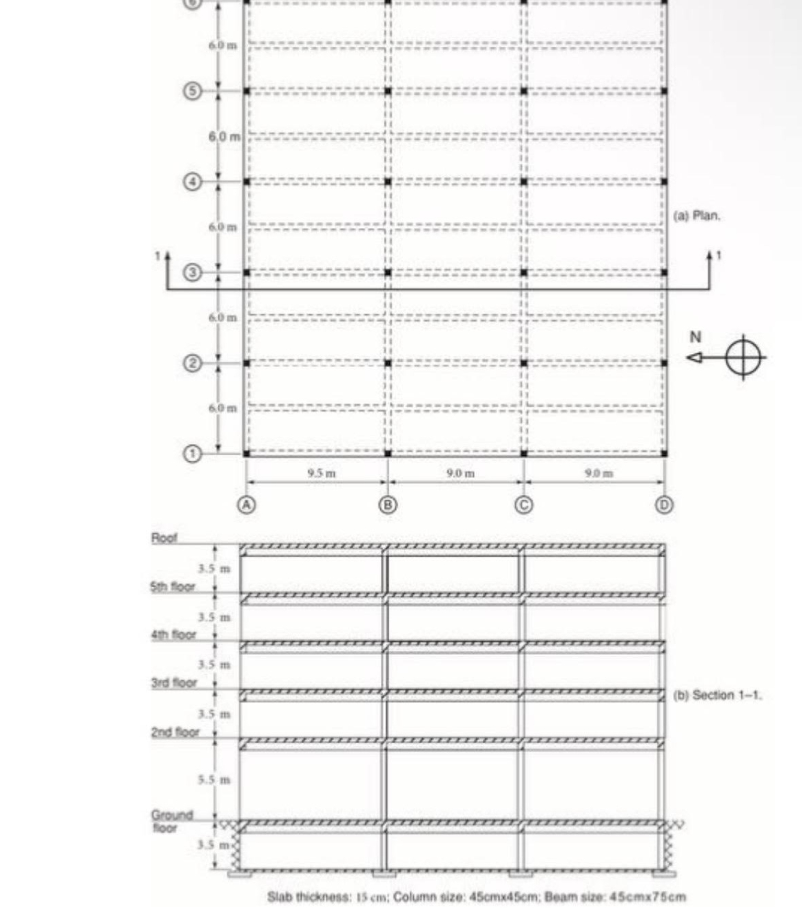 Slab thickness: Is cm: Column size: 4 5 c m 4 5 c
