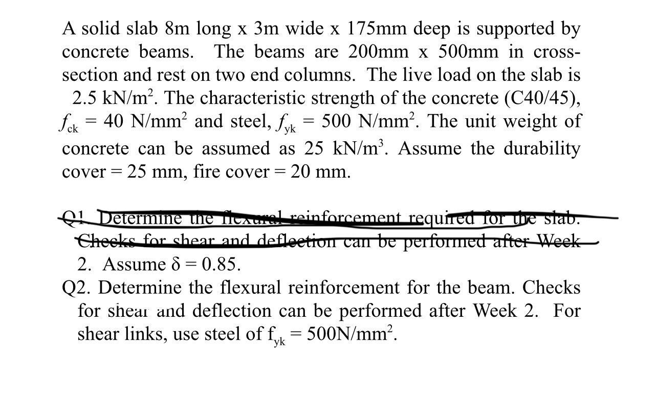 A solid slab 8 m long 3 m wide 1 7 5 m m deep is