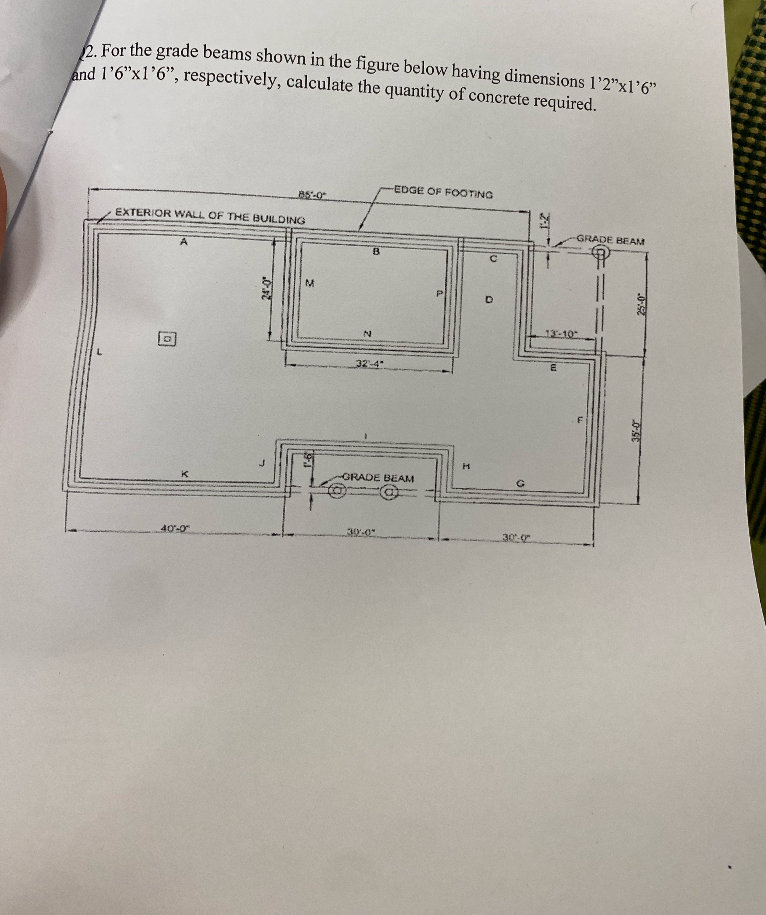 For the grade beams shown in the figure below