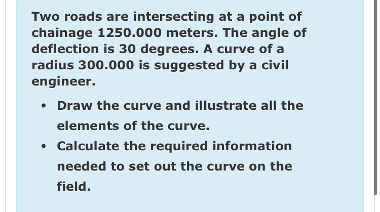 Two roads are intersecting at a point of chainage