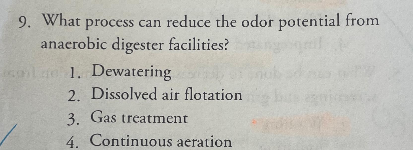 What process can reduce the odor potential from