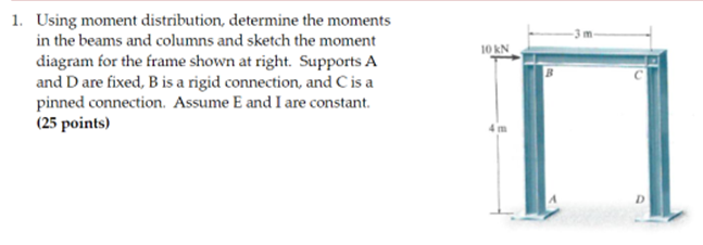 Using moment distribution, determine the moments