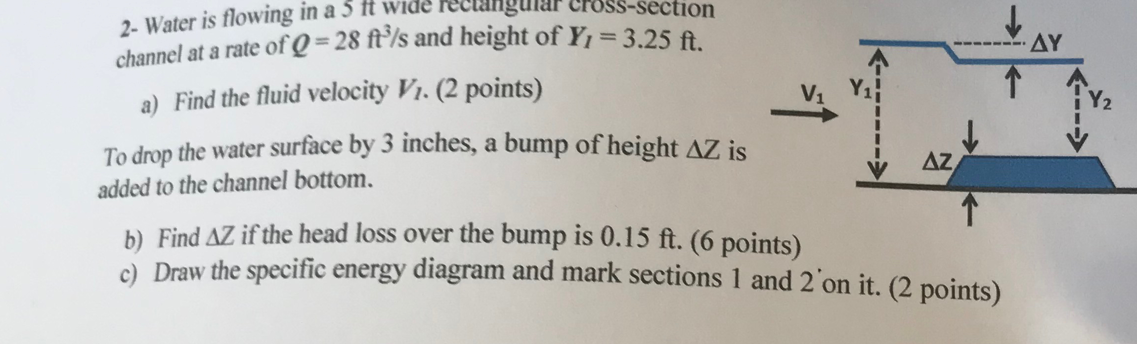 2 - Water is flowing in a 5 f t wide rectangurar