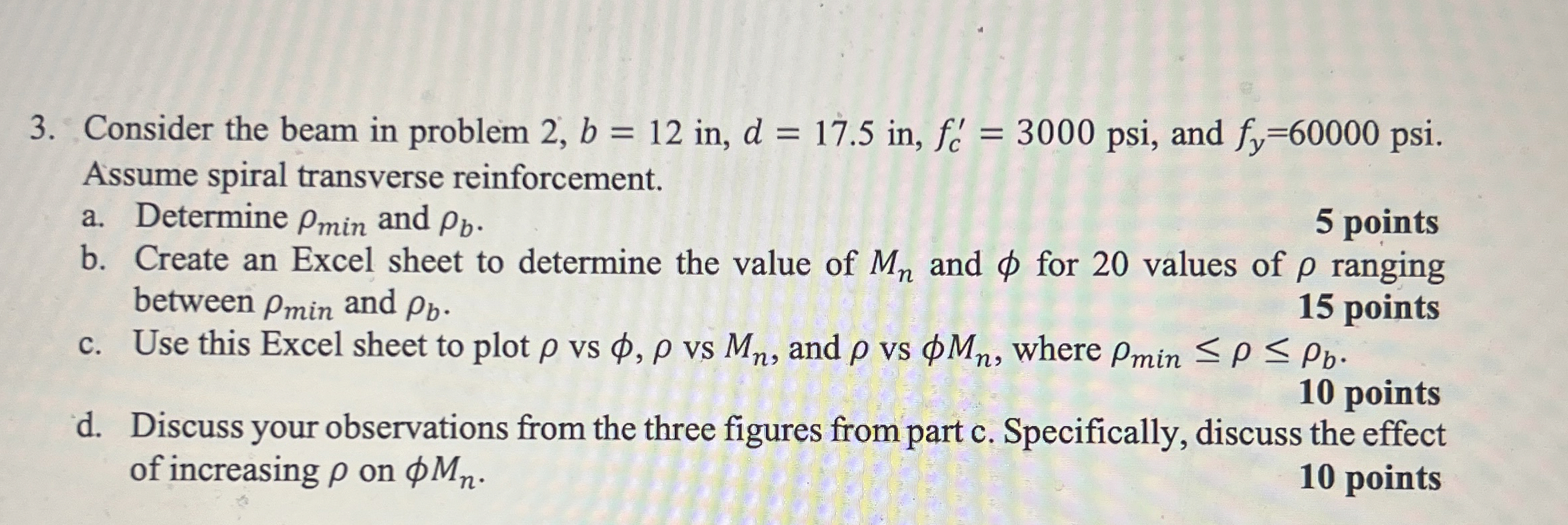 Consider the beam in problem 2 , b = 1 2 i n , d