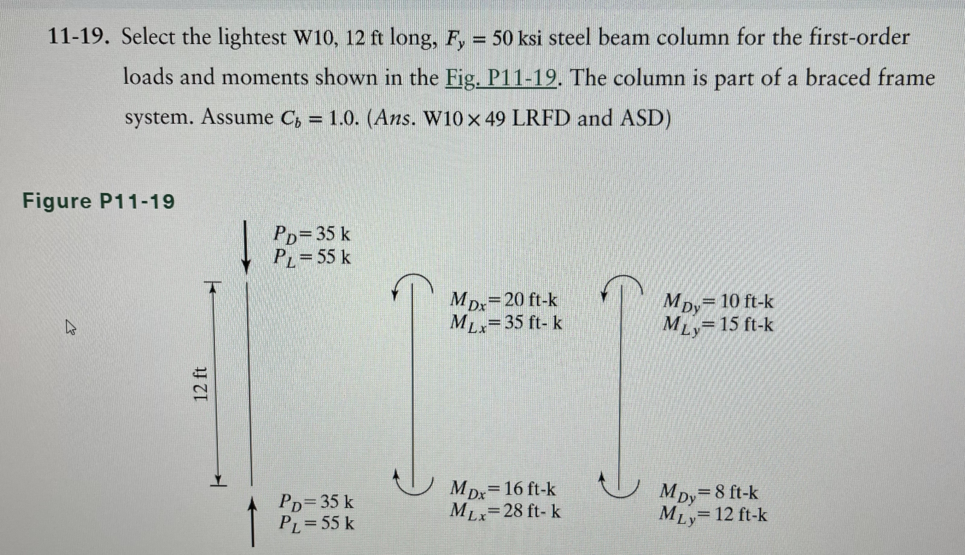 1 1 - 1 9 . Select the lightest W 1 0 , 1 2 ft